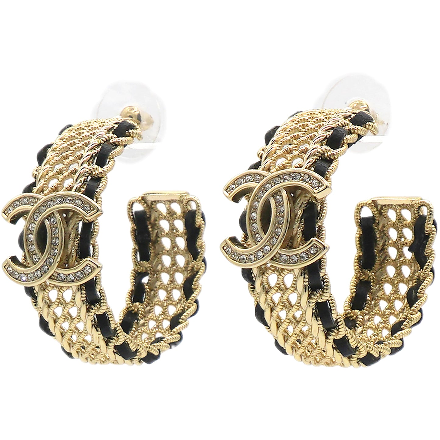 Chanel Earring Loop Leather Threaded Gold