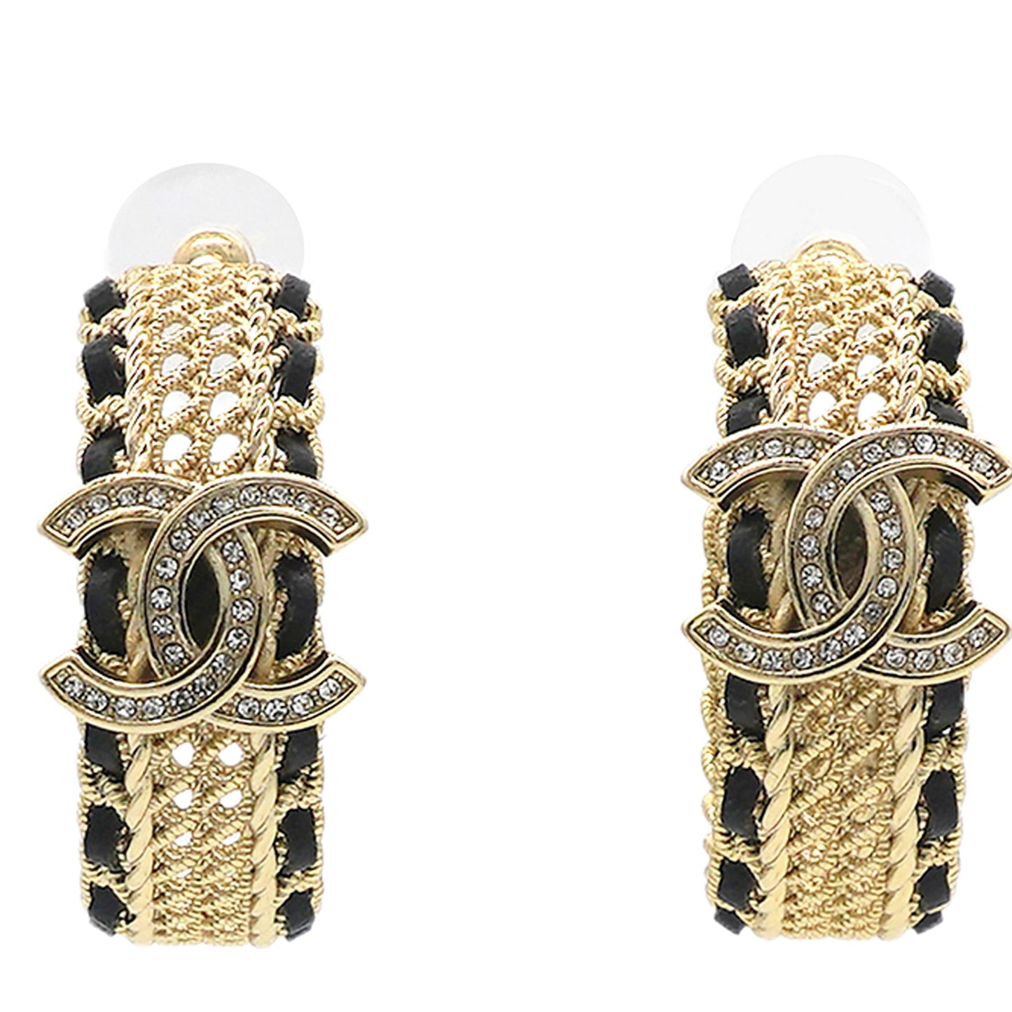 Chanel Earring Loop Leather Threaded Gold
