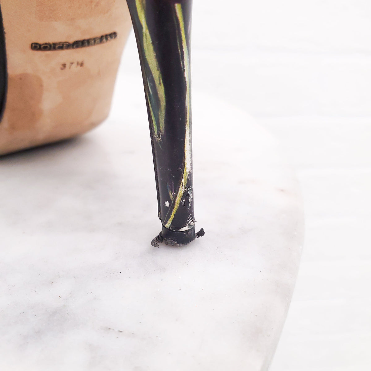 DOLCE & GABBANA FLORAL HEELS WITH CRYSTAL - SIZE 37.5