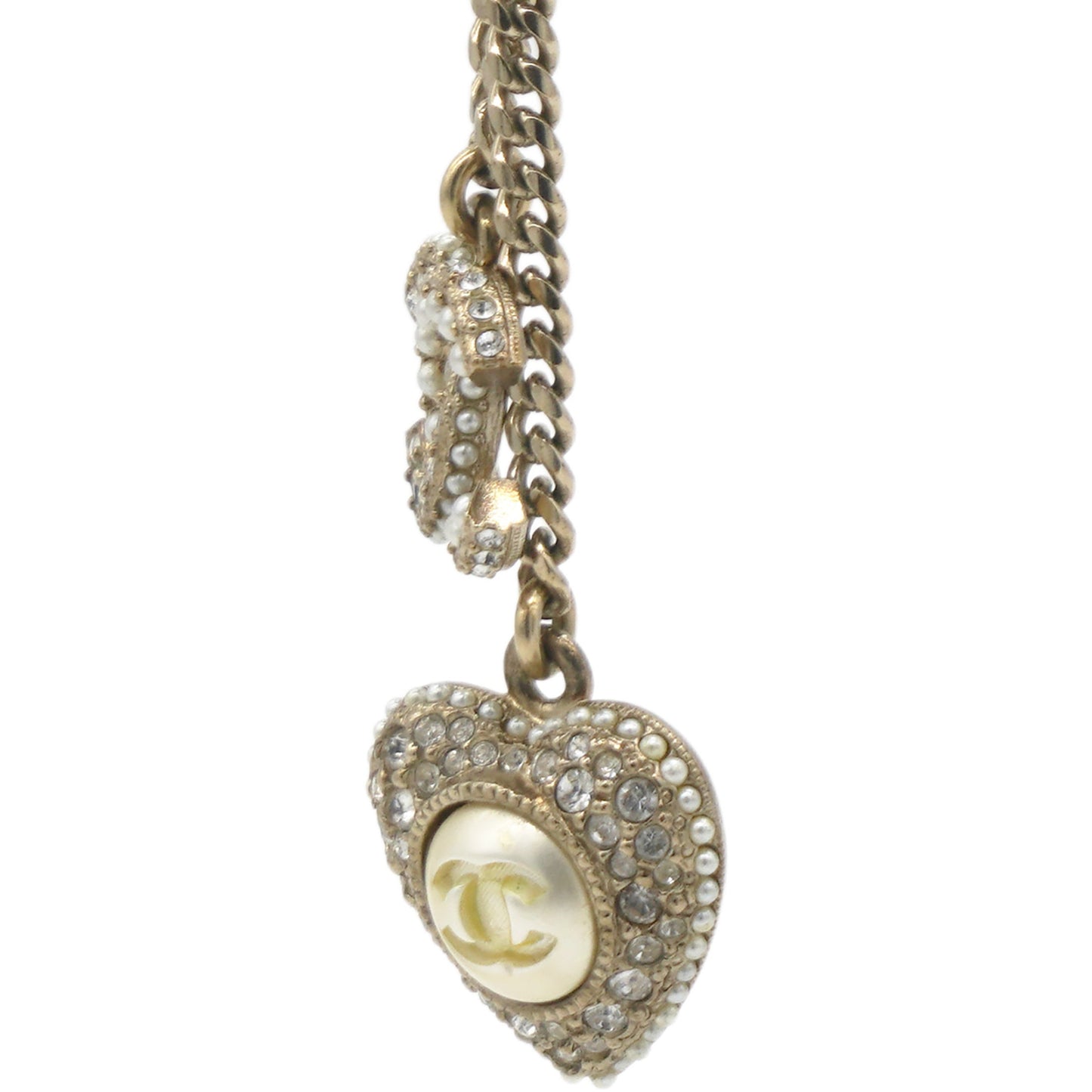 Chanel CC Logo Gold Heart Pendant Necklace
