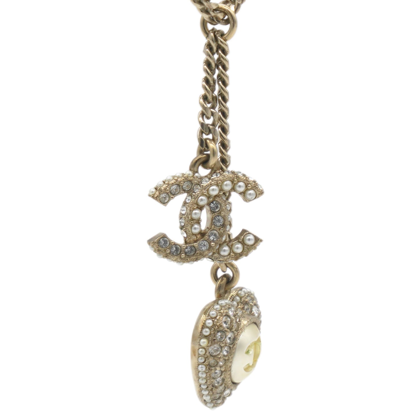 Chanel CC Logo Gold Heart Pendant Necklace
