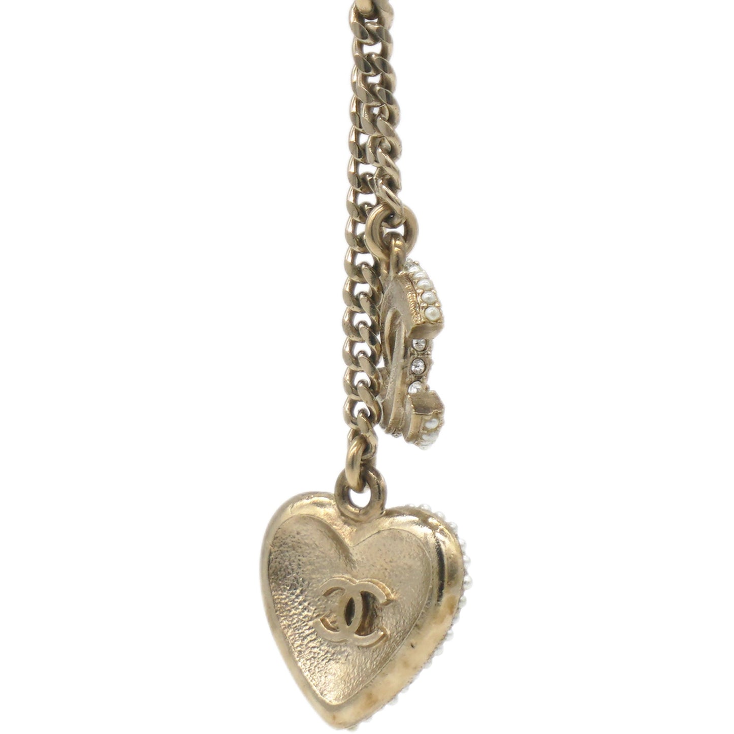 Chanel CC Logo Gold Heart Pendant Necklace
