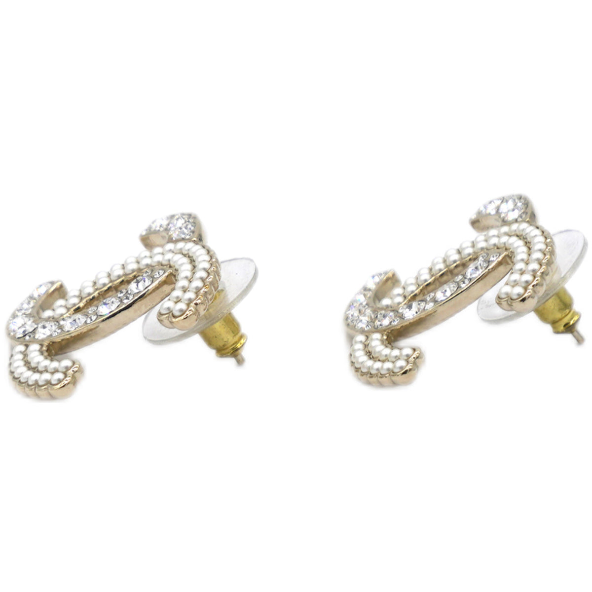 Chanel Pearl & Crystal CC Logo Earring