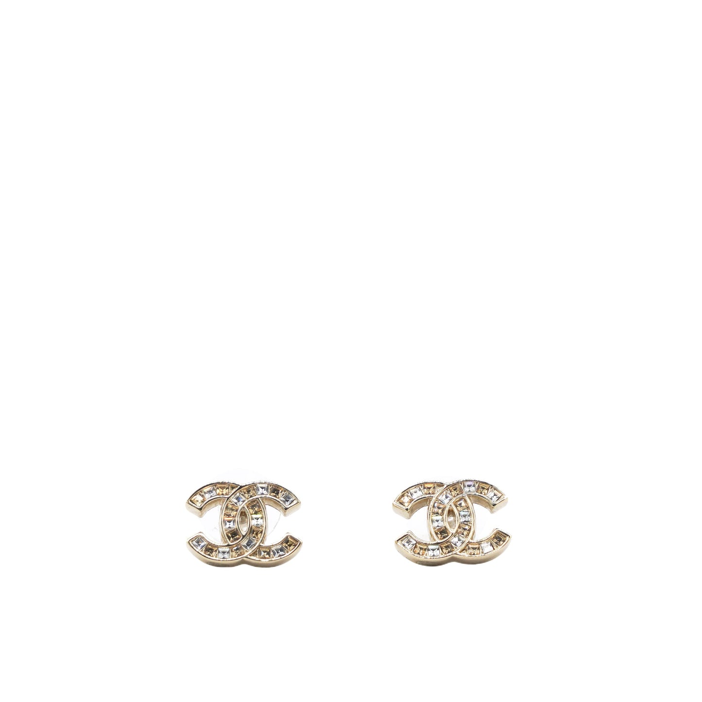 Chanel Crystal CC Earrings Gold
