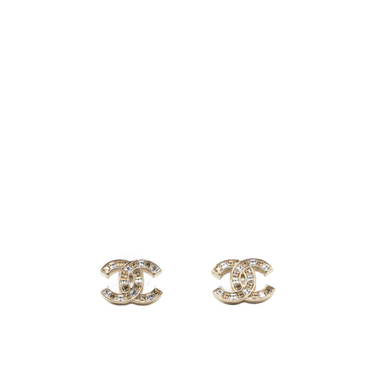 Chanel Crystal CC Earrings Gold