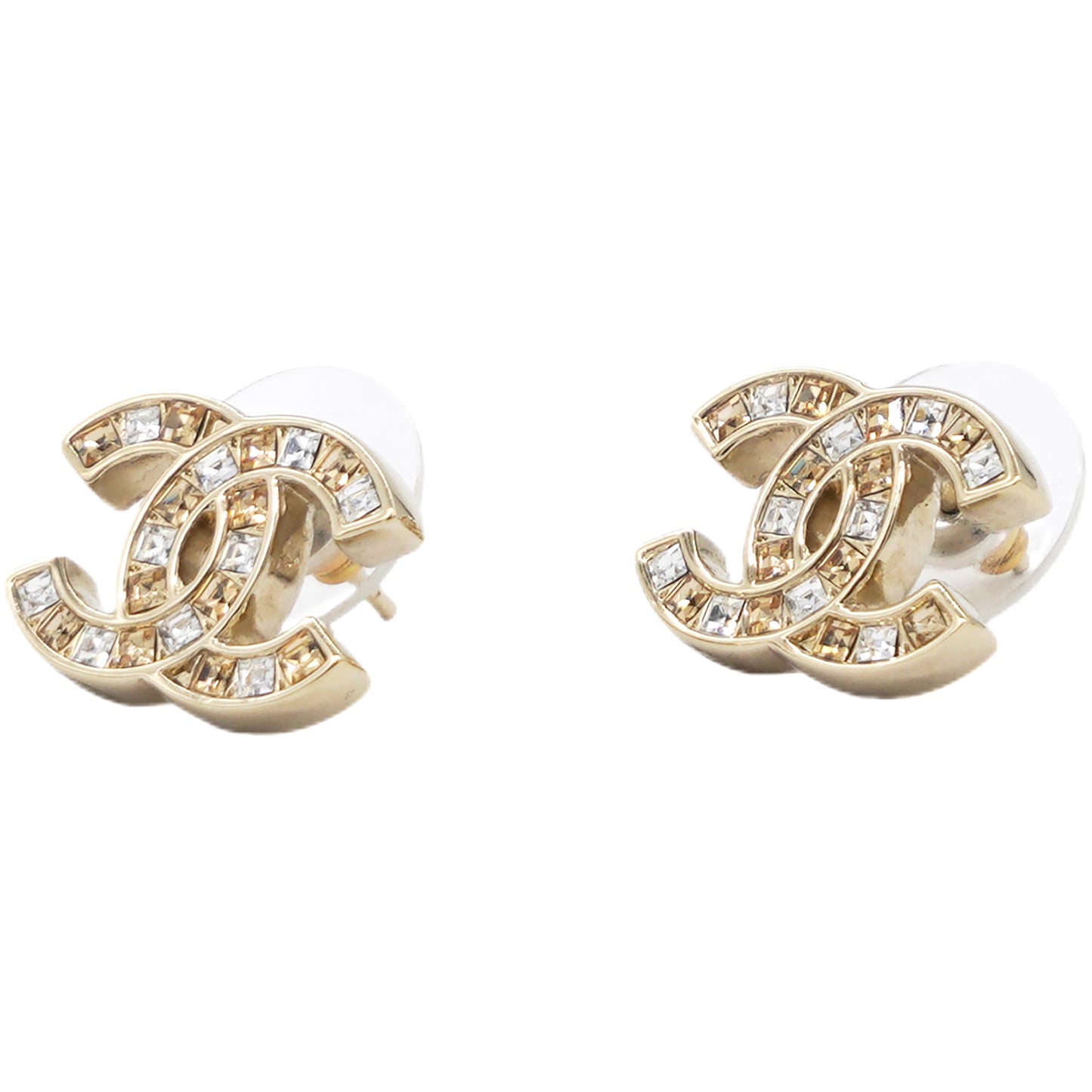 Chanel Crystal CC Earrings Gold