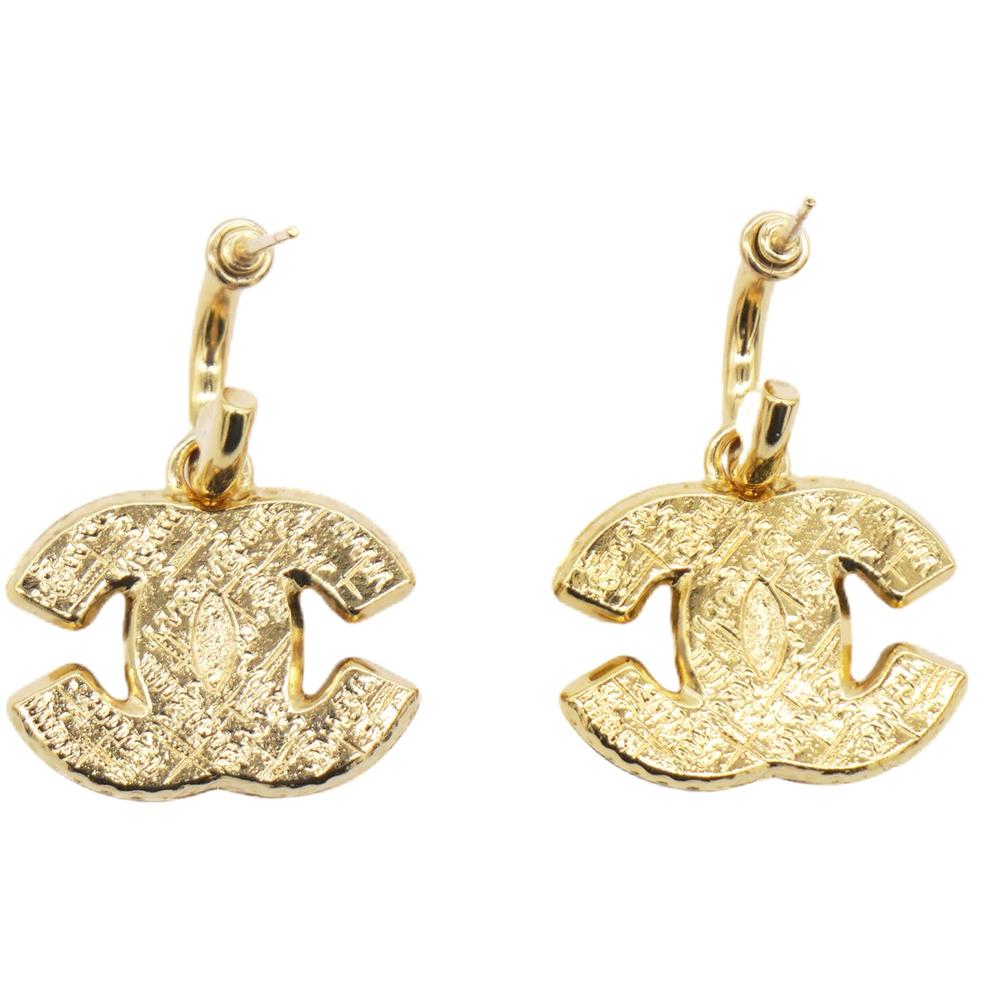 Chanel CC Logo Earrings Gold/White