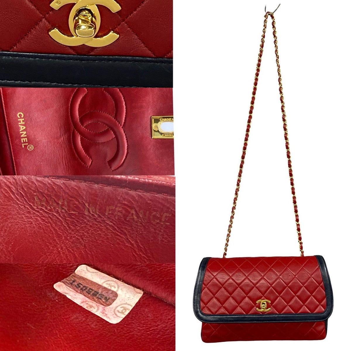 CHANEL Shoulder Bag lambskin Red Matrasse