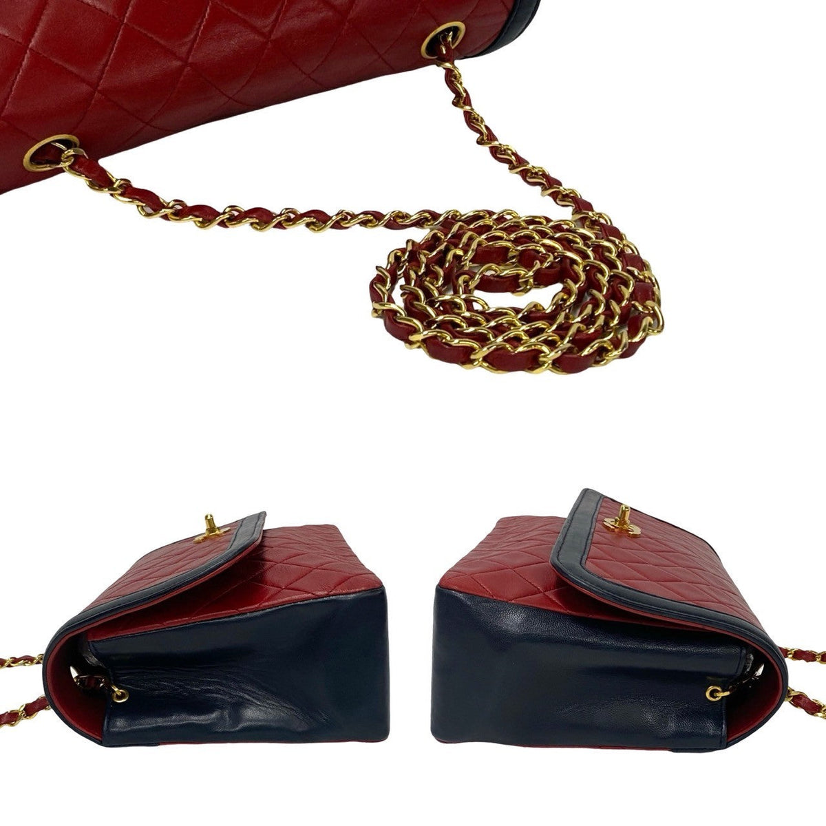 CHANEL Shoulder Bag lambskin Red Matrasse