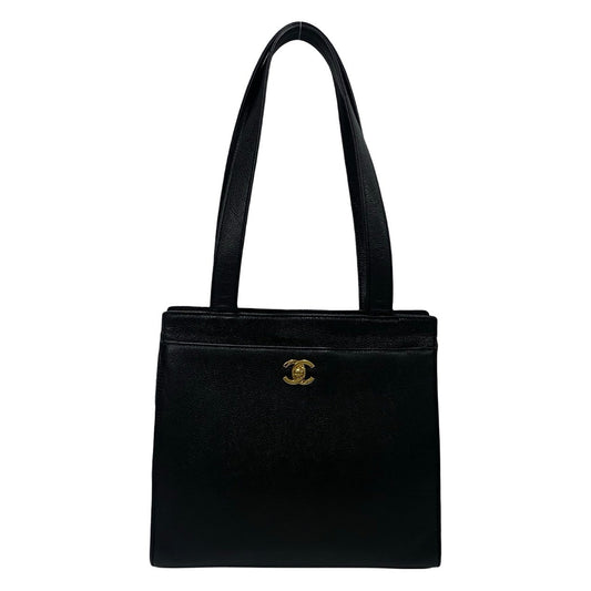 CHANEL Tote Bag Matt caviar skin black