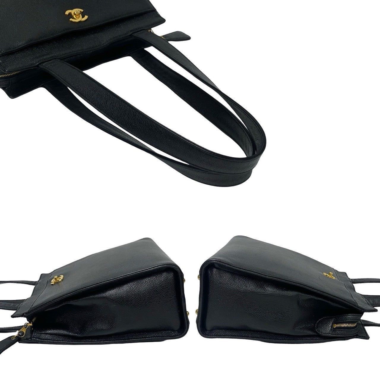 CHANEL Tote Bag Matt caviar skin black