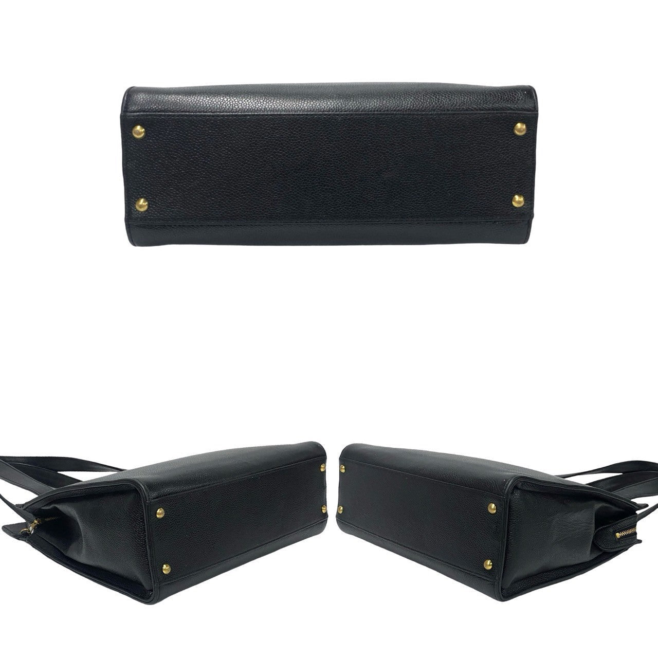 CHANEL Tote Bag Matt caviar skin black