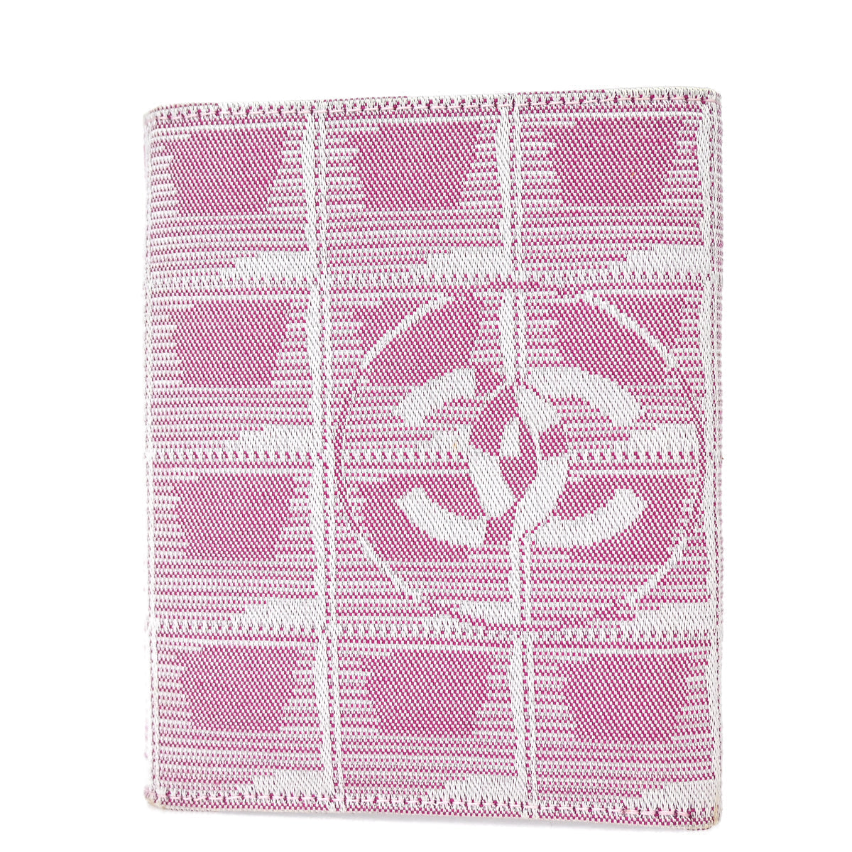 Chanel Pink Jacquard Nylon Travel Trifold Wallet
