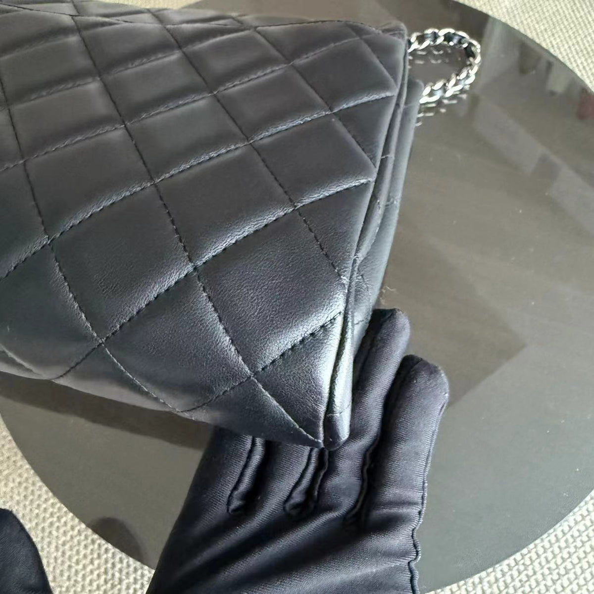 Chanel Timeless Flap - Single Flap Clutch Quilted Lambskin Black Silver Hardware Series 17