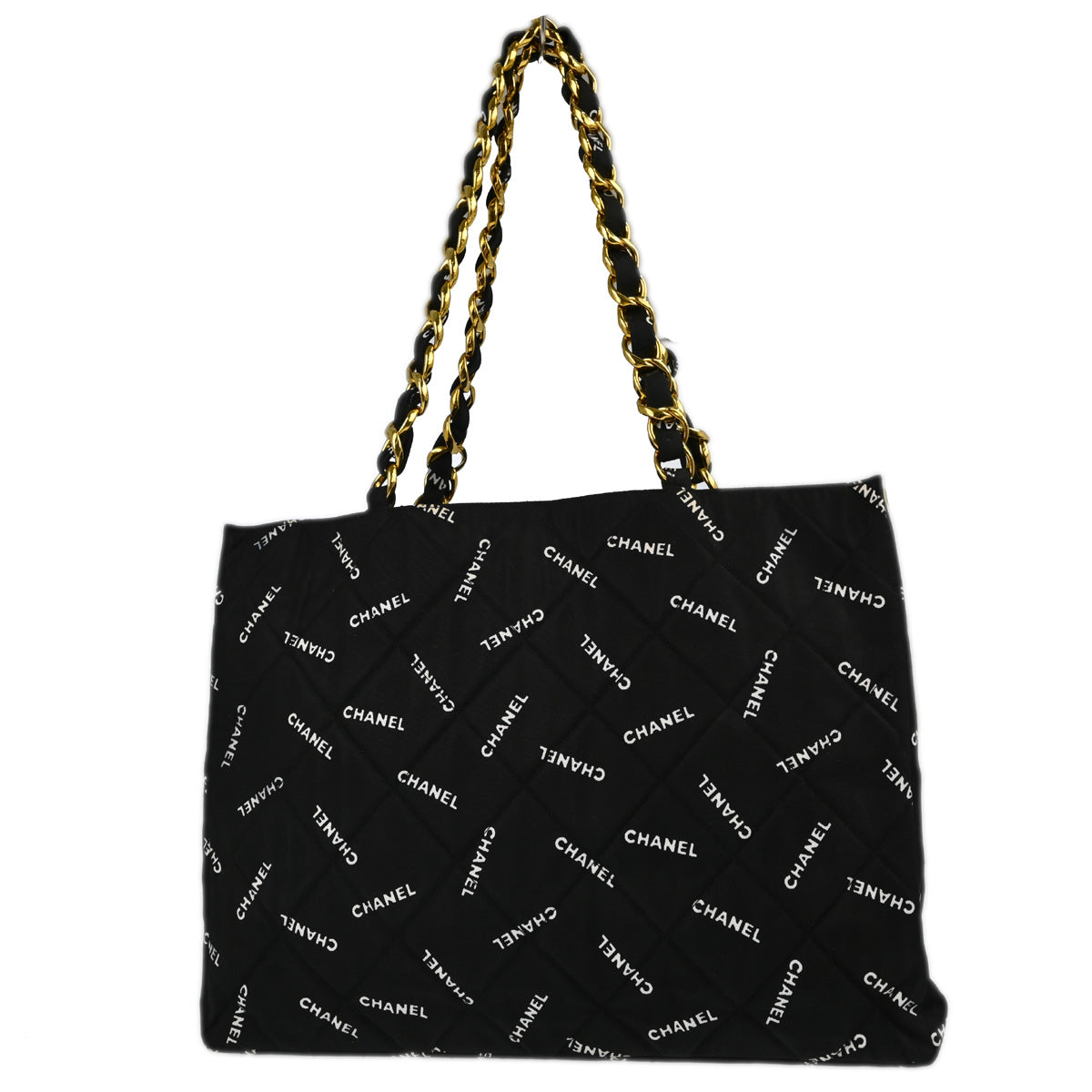 Chanel Black Canvas Shoulder Tote Bag