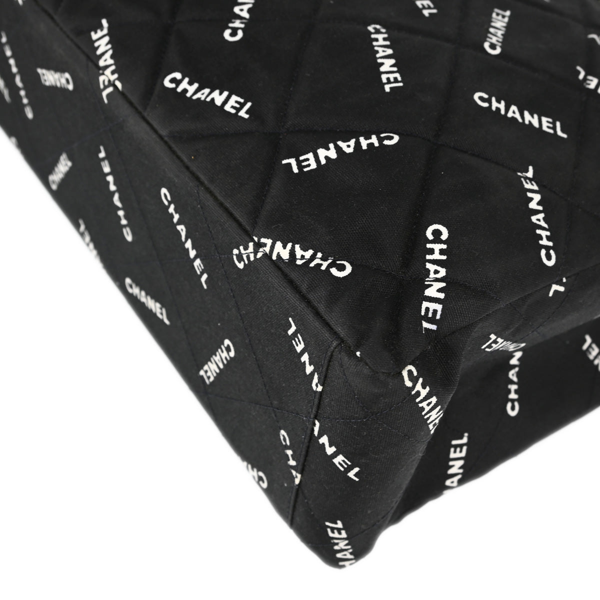 Chanel Black Canvas Shoulder Tote Bag