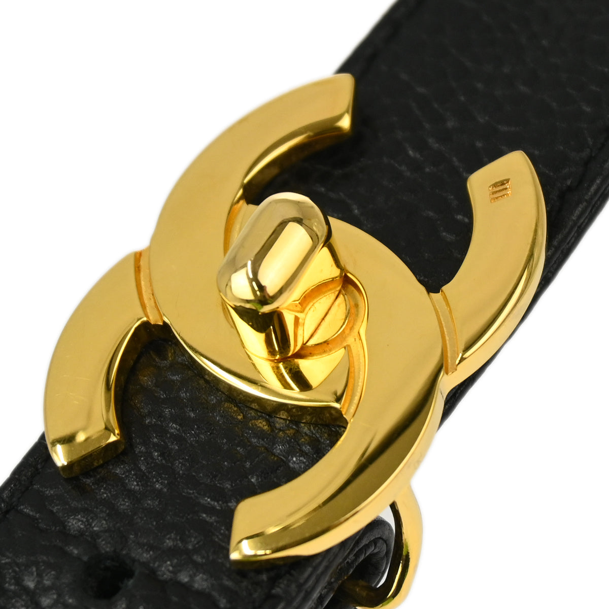 Chanel Black Caviar Turnlock Belt #70/28 Small Good