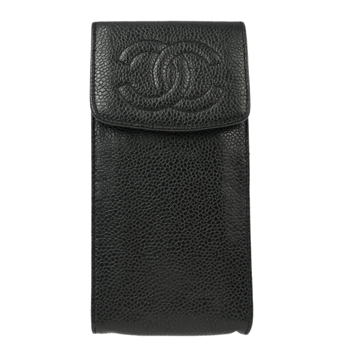 Chanel 1994-1996 Black Caviar Timeless Sunglasses Case Small Good