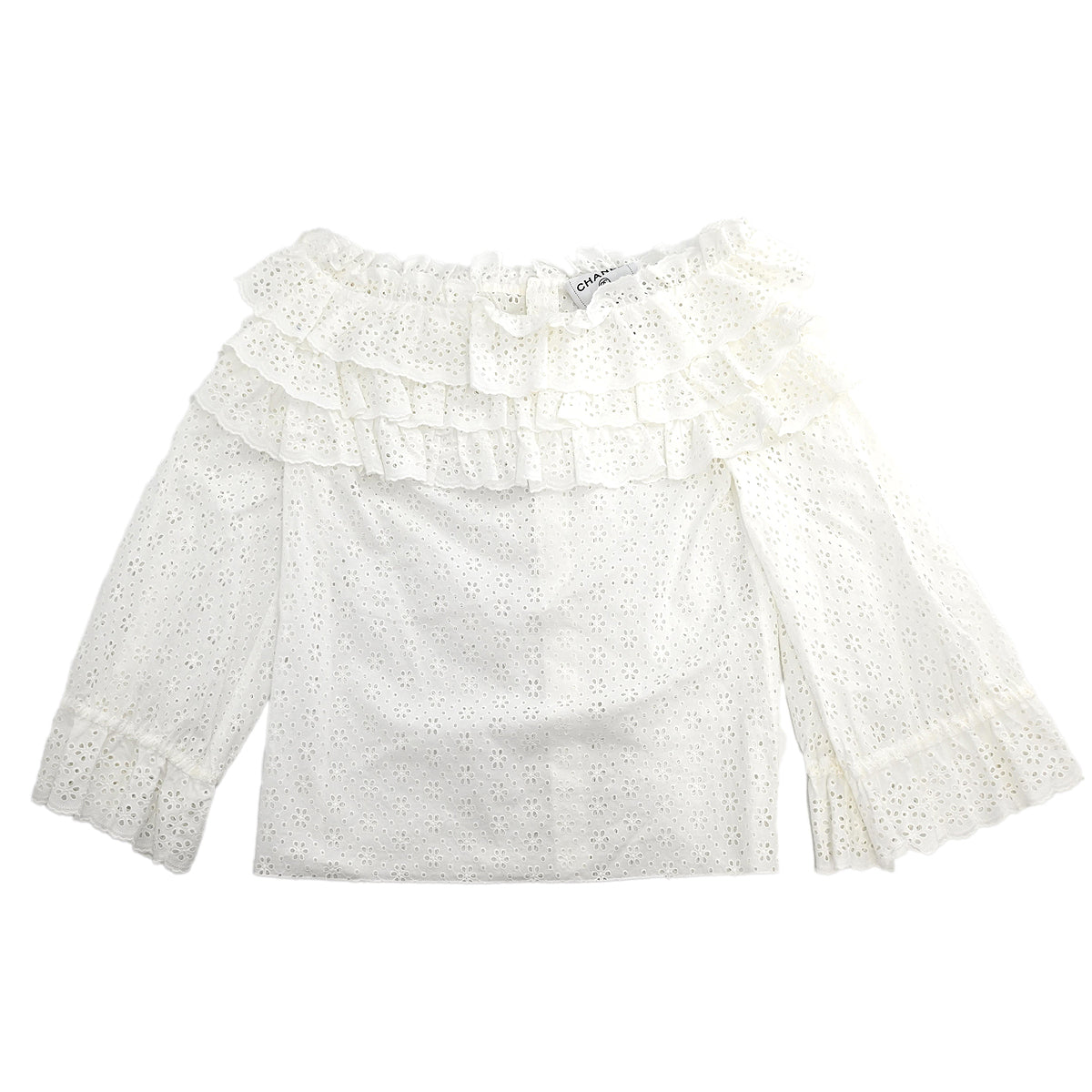 Chanel 2001 Lace Blouse White #36