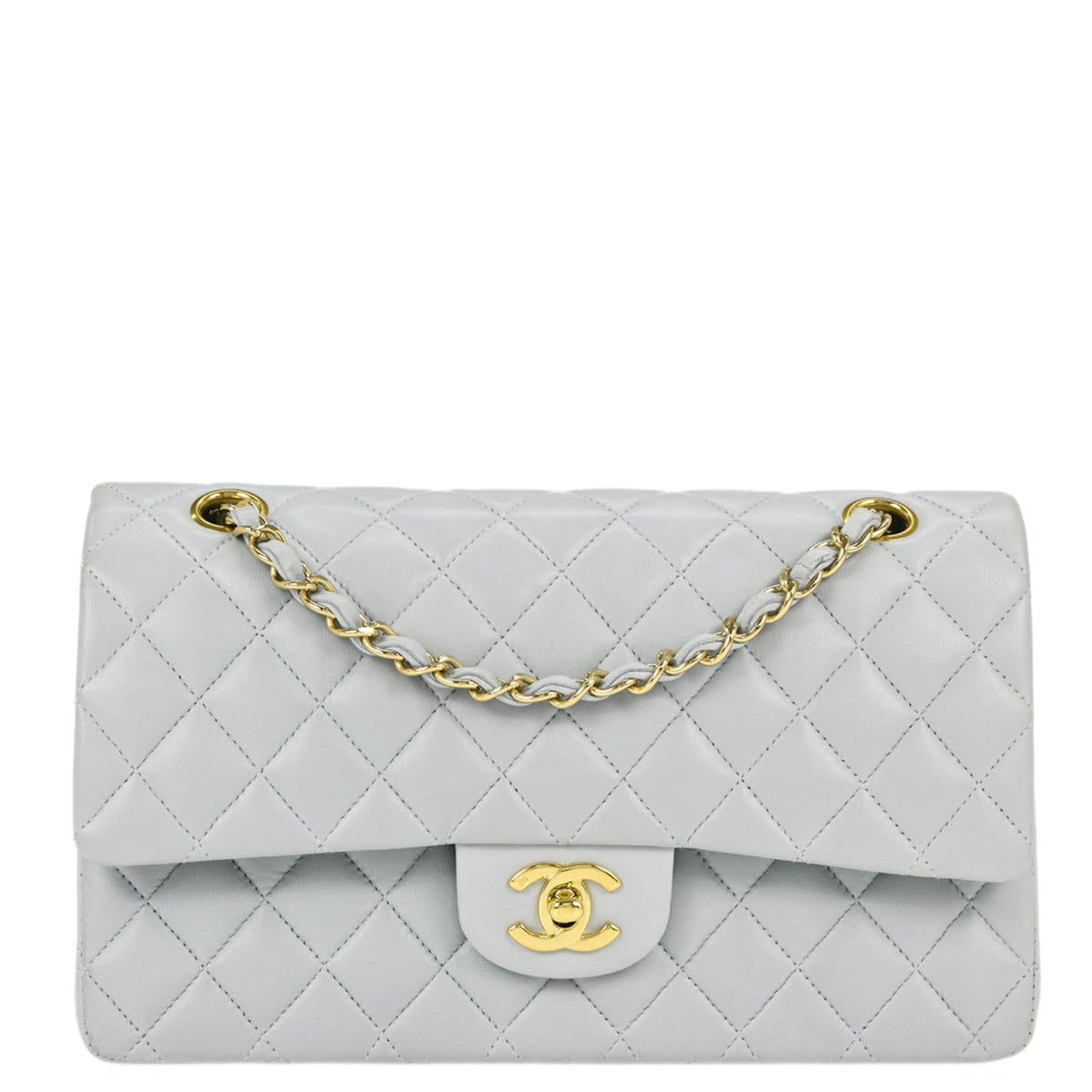 Chanel * 2001-2003 Blue Lambskin Medium Classic Double Flap Shoulder Bag