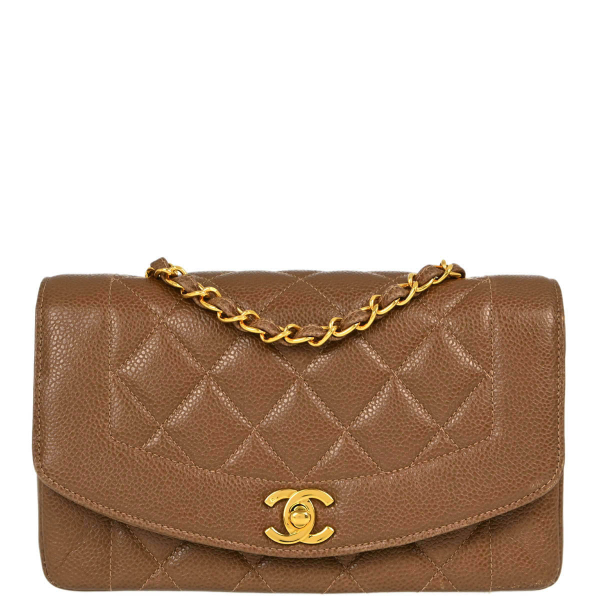 Chanel 1994-1996 Brown Caviar Small Diana Shoulder Bag