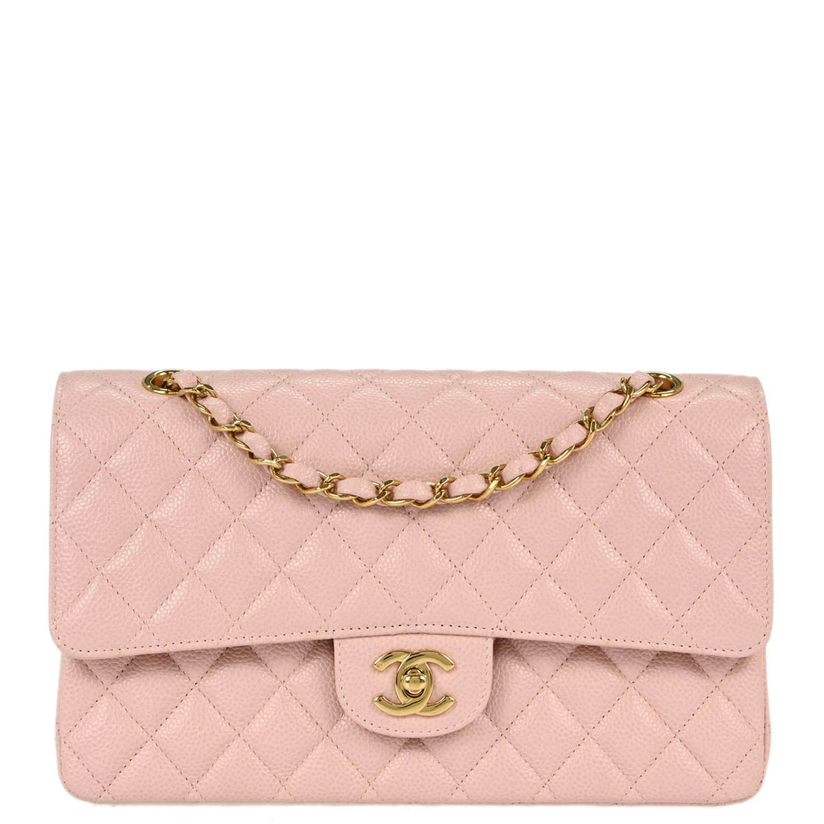 Chanel * 2001-2003 Pink Caviar Medium Classic Double Flap Shoulder Bag