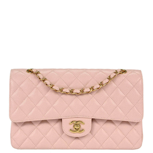 Chanel * 2001-2003 Pink Caviar Medium Classic Double Flap Shoulder Bag