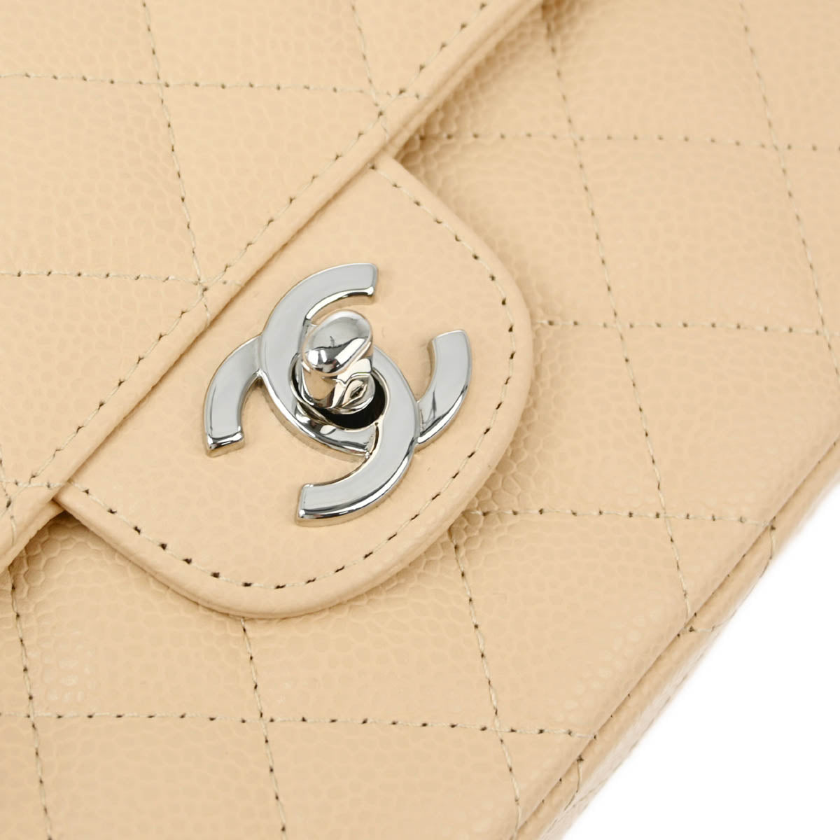 Chanel 2008-2009 Beige Caviar East West Shoulder Bag