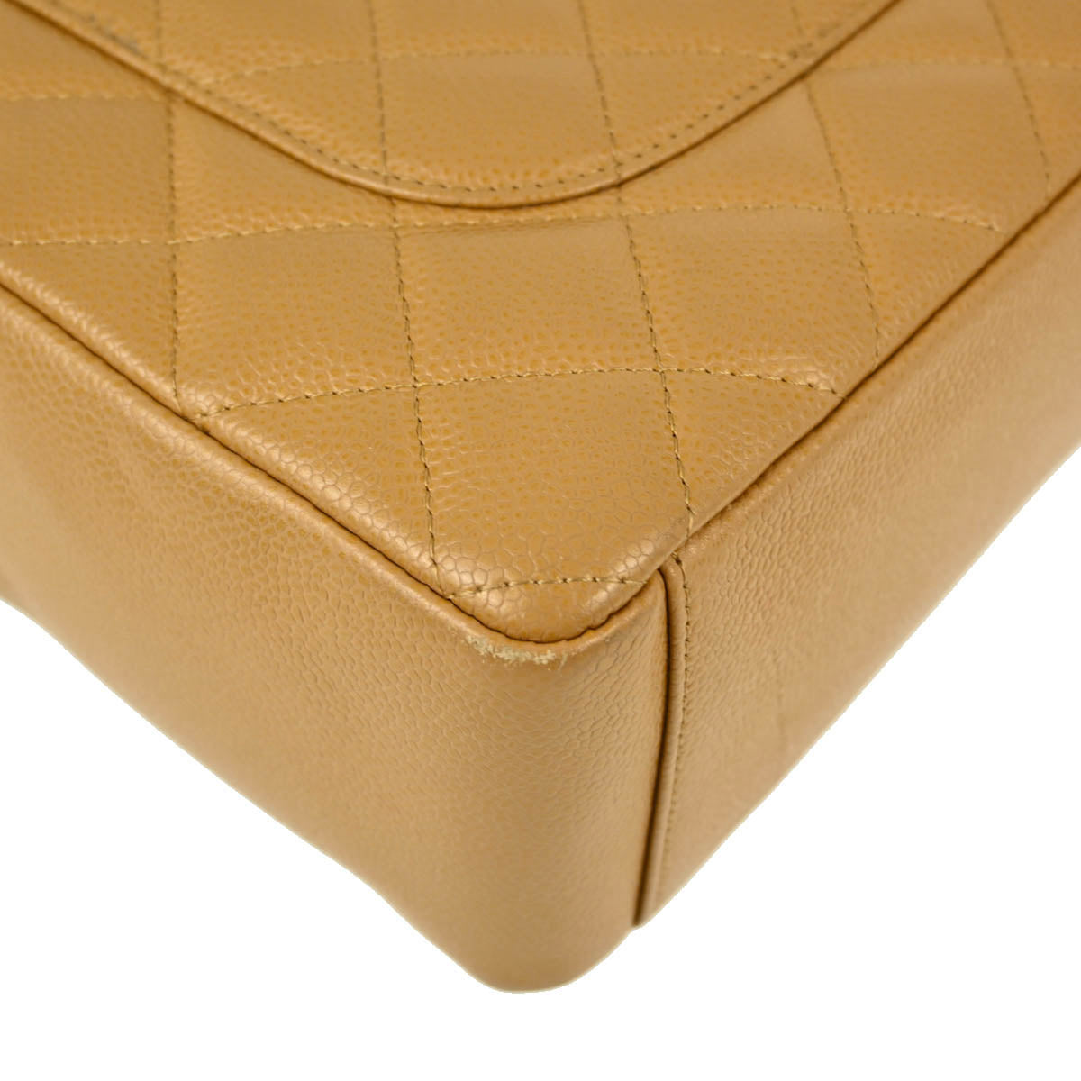 Chanel 2003-2004 Beige Caviar Petite Shopping Tote PST Chain Handbag