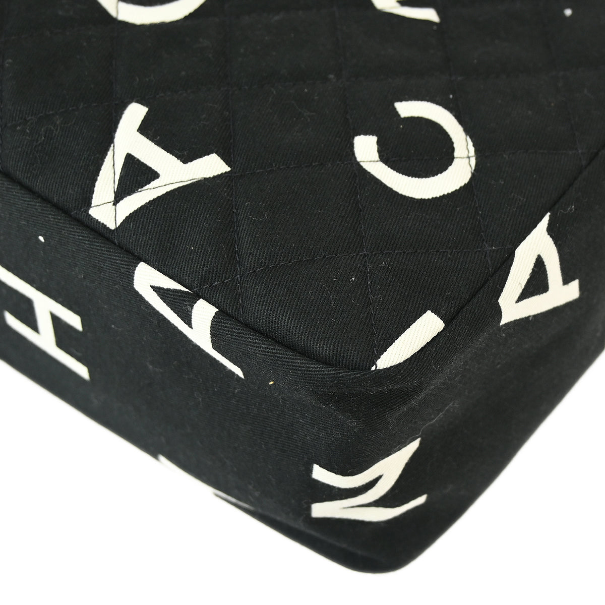 Chanel 1996-1997 Black Canvas Shoulder Tote Bag