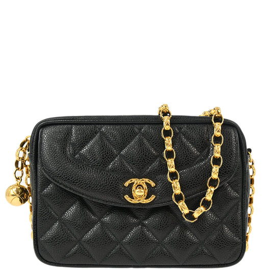 Chanel 1994-1996 Black Caviar Camera Bag Mini