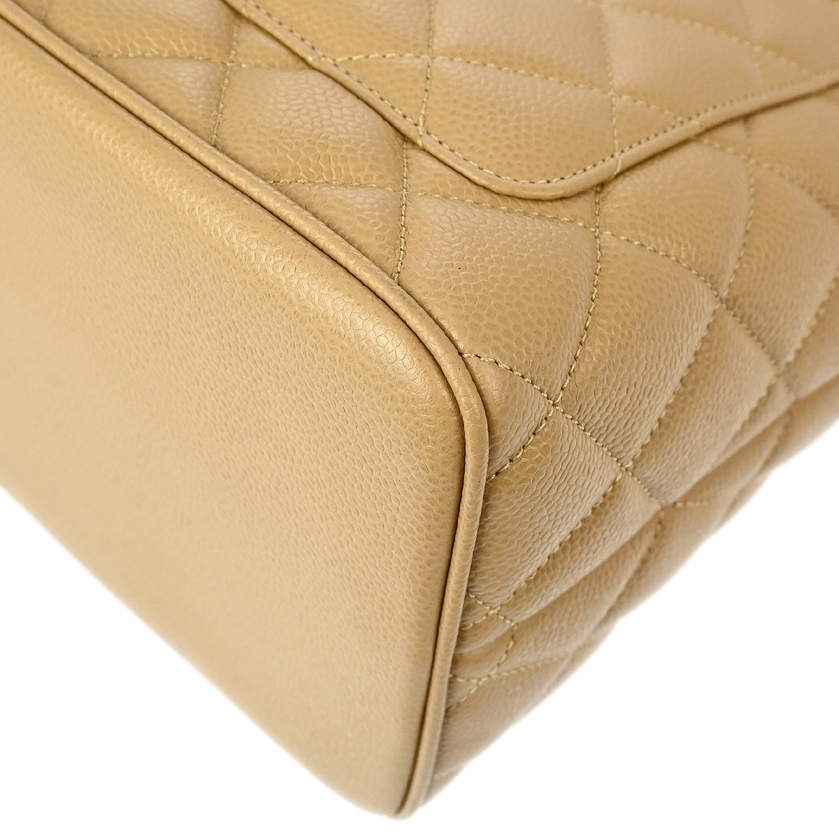 Chanel 2002-2003 Beige Caviar Medallion Tote Handbag