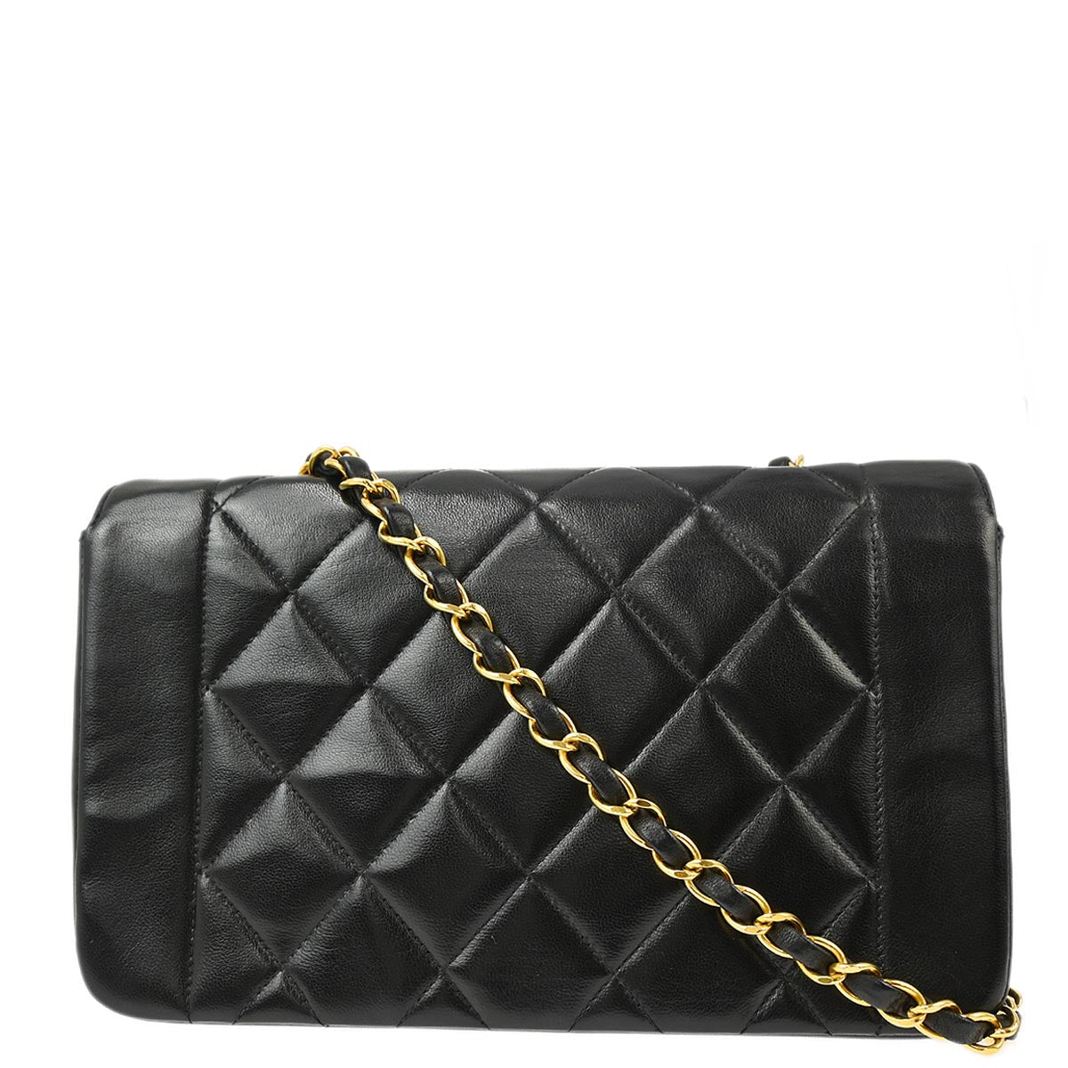 Chanel 1994-1996 Black Lambskin Small Diana Shoulder Bag