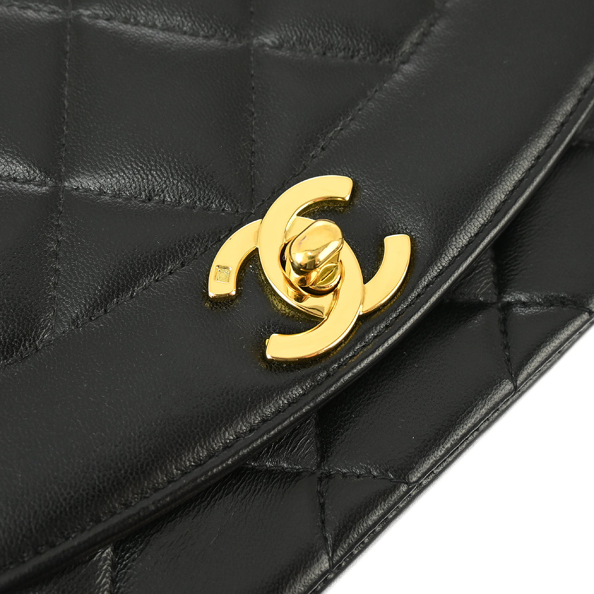 Chanel 1994-1996 Black Lambskin Small Diana Shoulder Bag
