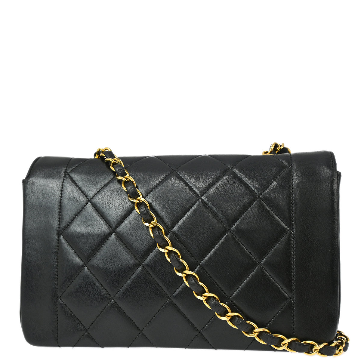 Chanel 1996-1997 Black Lambskin Small Diana Shoulder Bag
