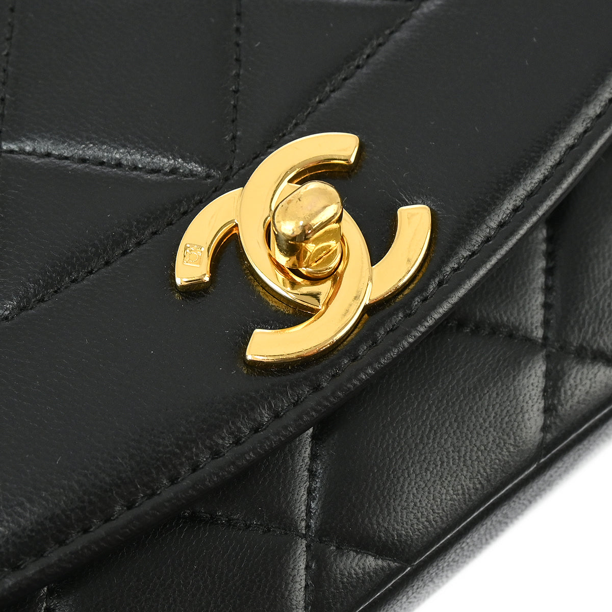Chanel 1996-1997 Black Lambskin Small Diana Shoulder Bag