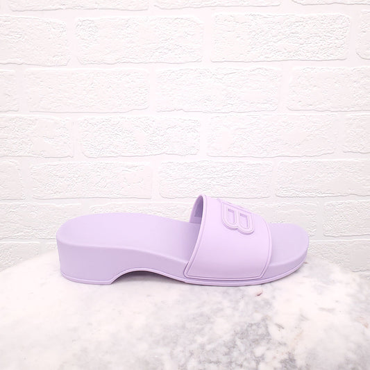 BALENCIAGA PURPLE LOGO SLIDES - SIZE 41