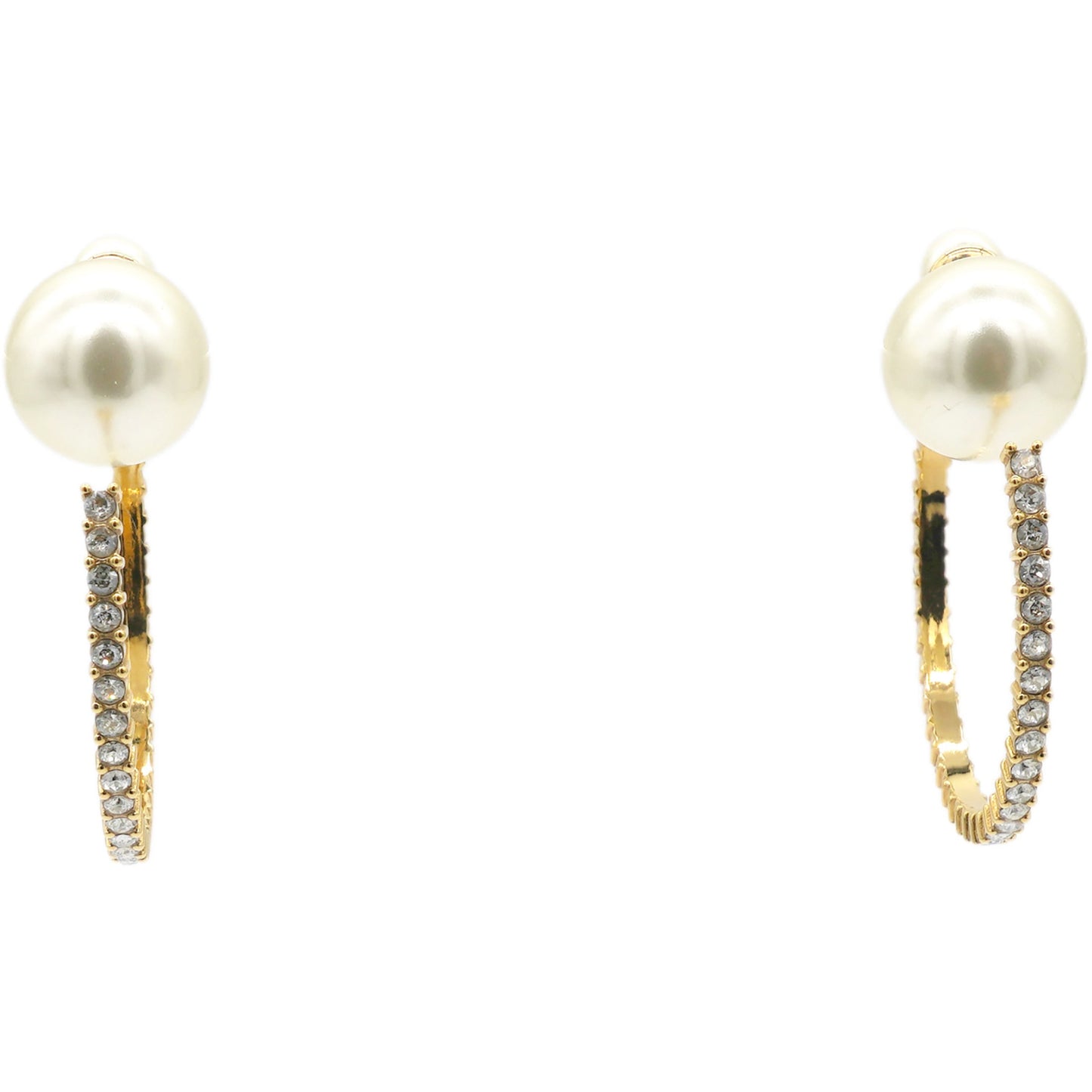 Dior Tribal Pearl & Gold Metal Earrings Golden
