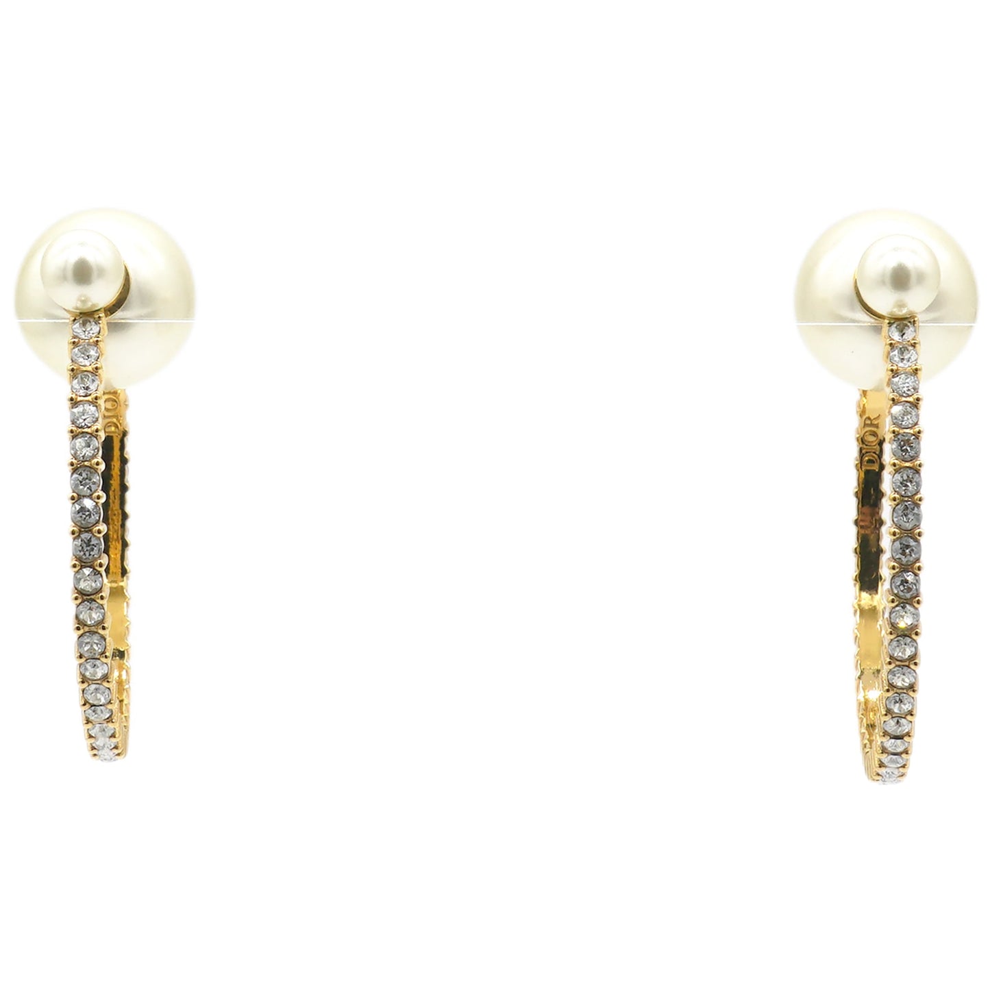 Dior Tribal Pearl & Gold Metal Earrings Golden
