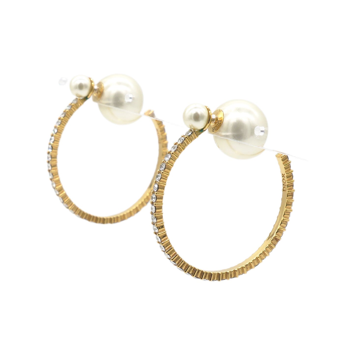 Dior Tribal Pearl & Gold Metal Earrings Golden
