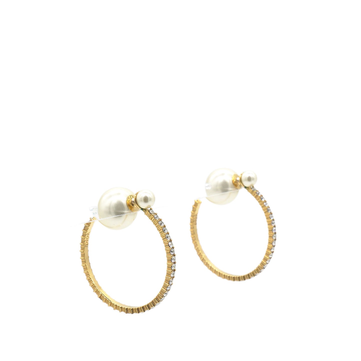 Dior Tribal Pearl & Gold Metal Earrings Golden
