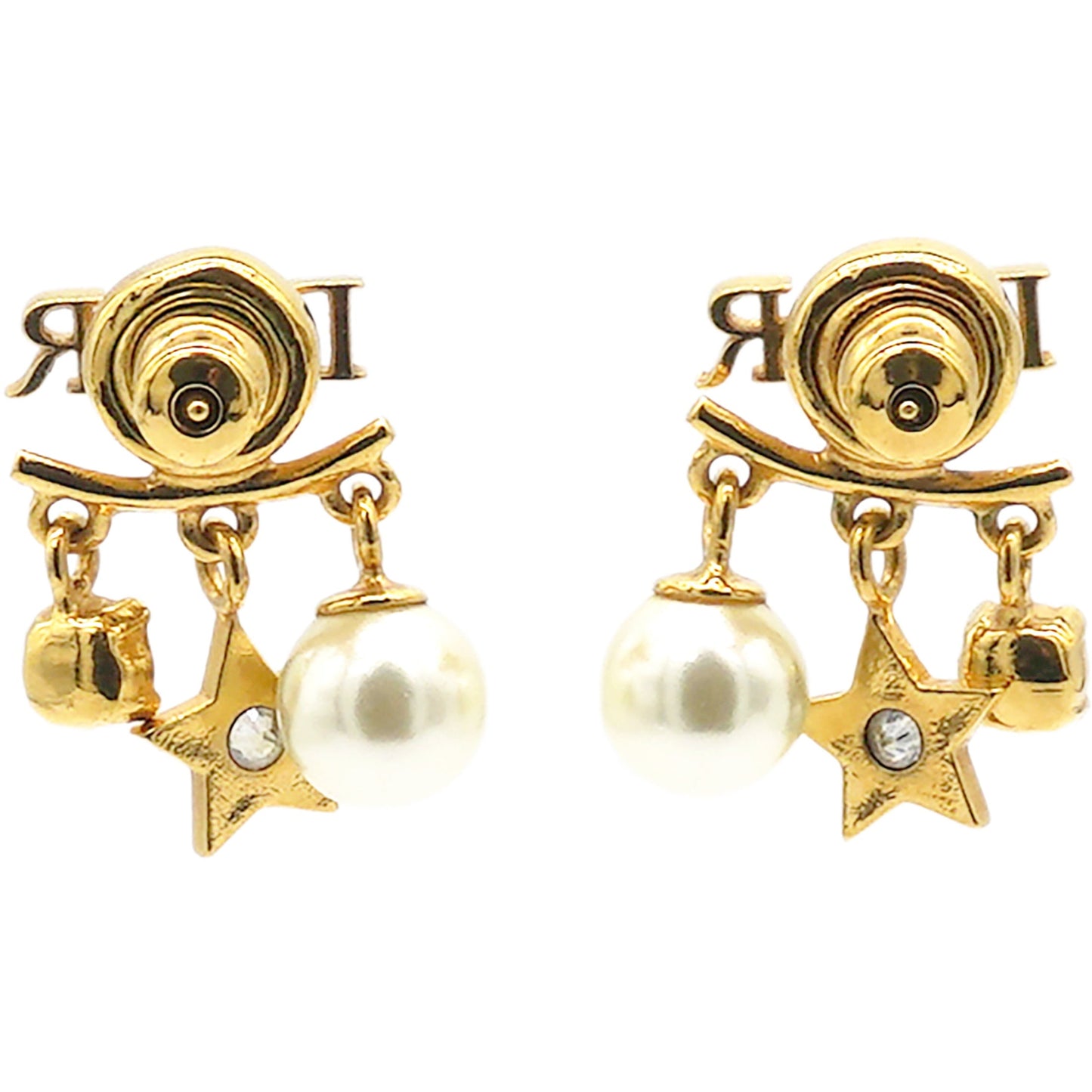Dior Pearl Crystal Evolution Earrings Aged Gold