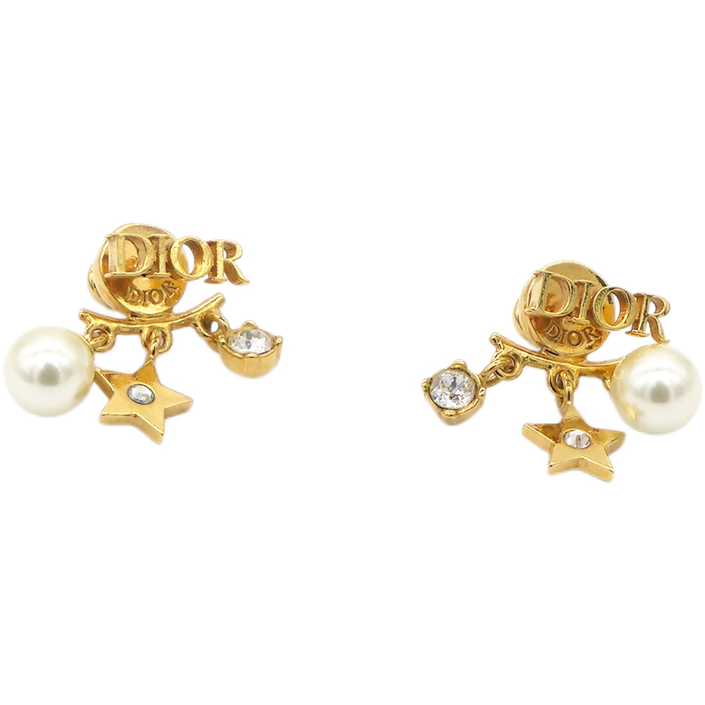 Dior Pearl Crystal Evolution Earrings Aged Gold