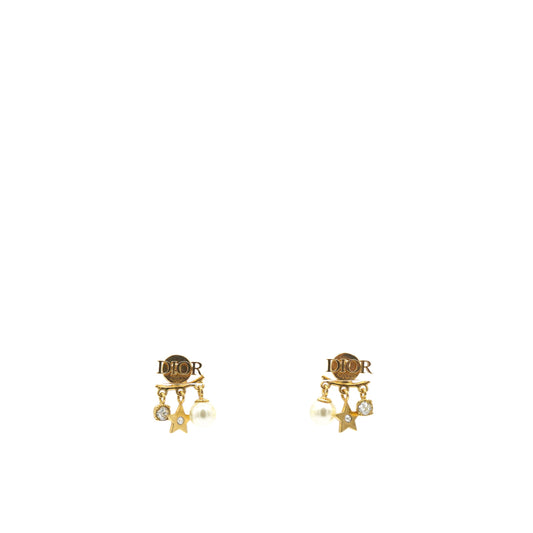 Dior Pearl Crystal Evolution Earrings Aged Gold