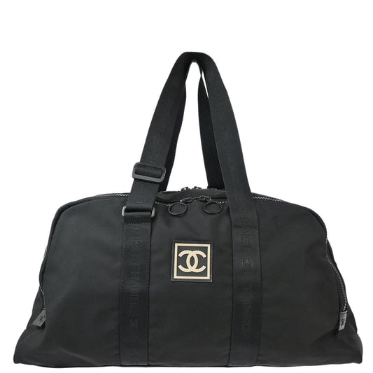 Chanel 2003-2004 Black Nylon Sport Line Duffle Gym Bag