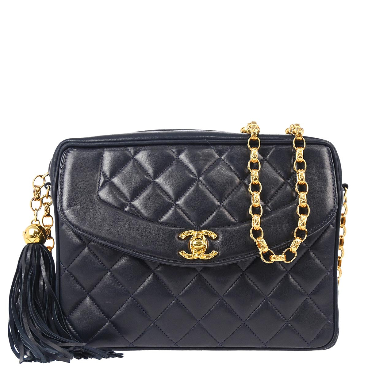 Chanel 1991-1994 Navy Lambskin Camera Bag Small