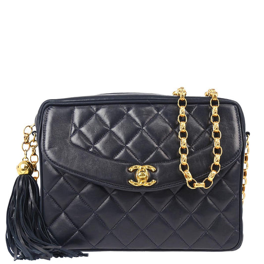 Chanel 1991-1994 Navy Lambskin Camera Bag Small