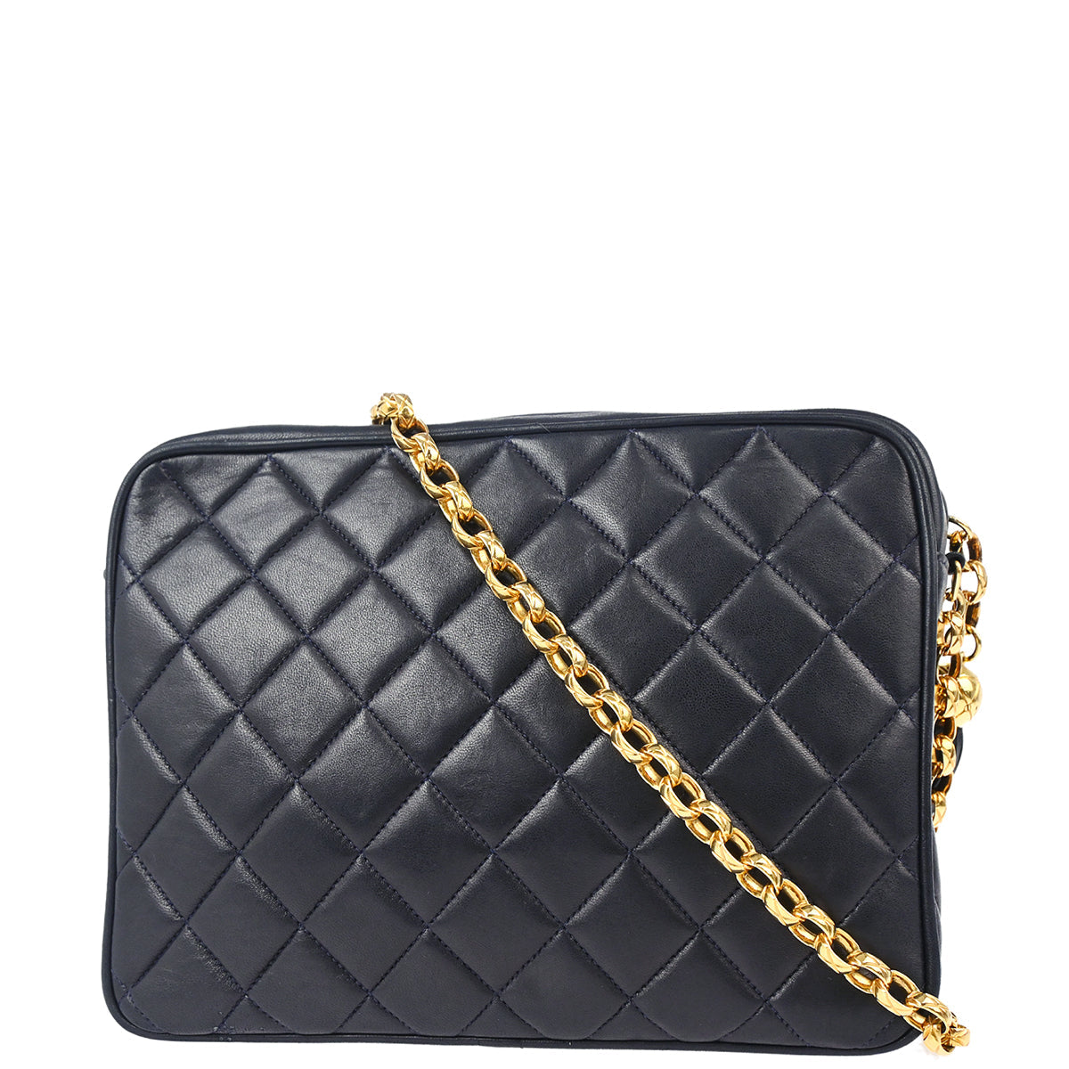 Chanel 1991-1994 Navy Lambskin Camera Bag Small