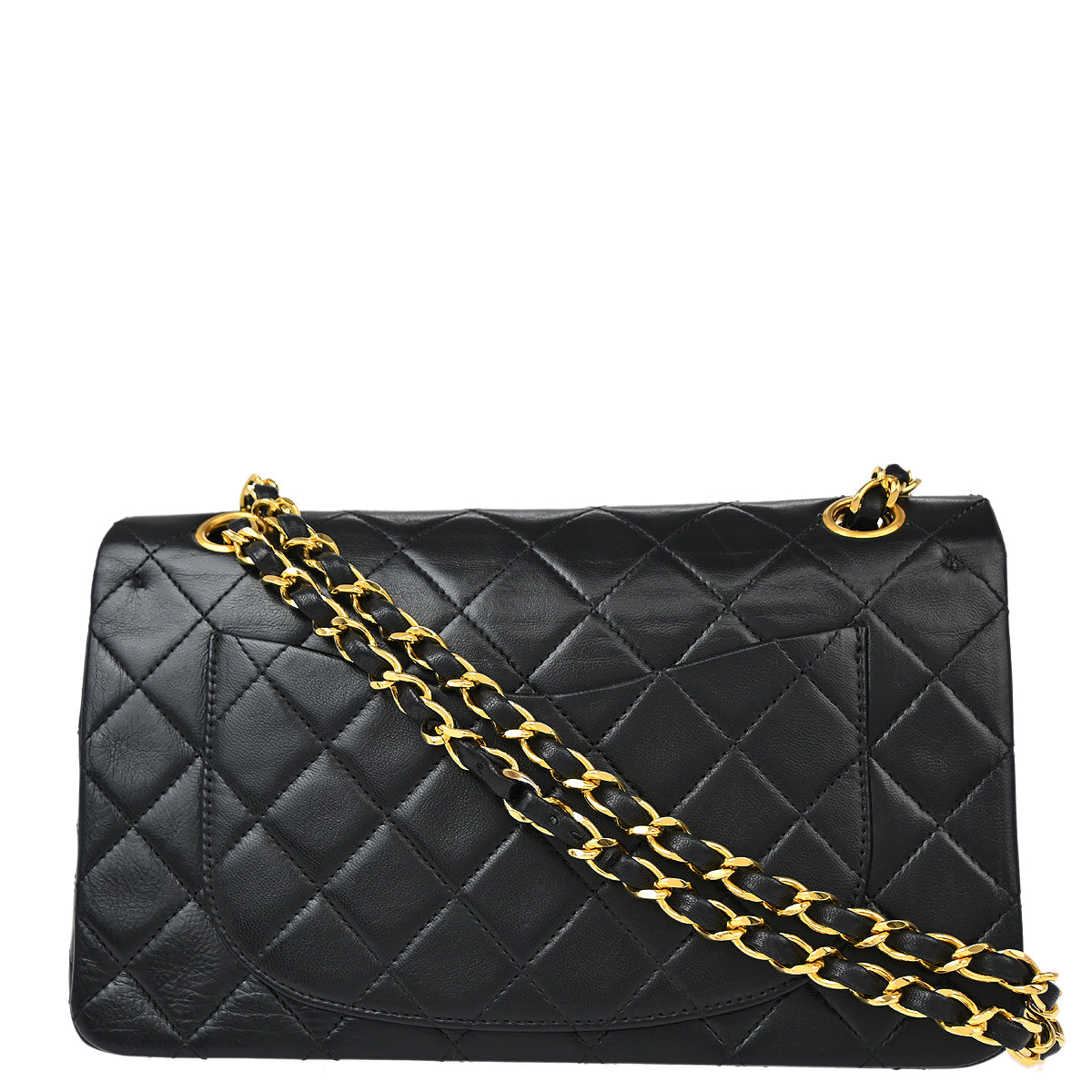 Chanel 1989-1991 Black Lambskin Small Classic Double Flap Shoulder Bag