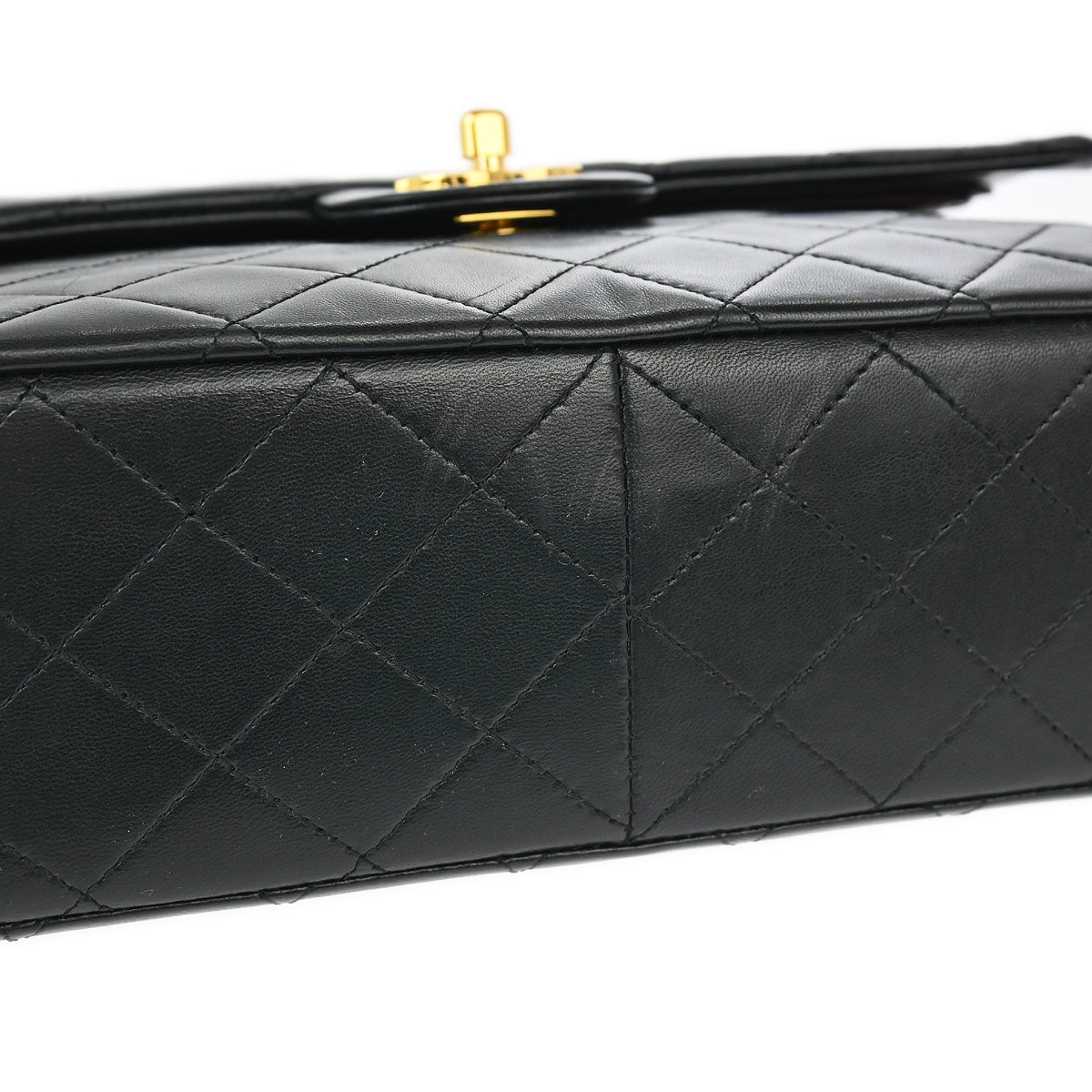 Chanel 1989-1991 Black Lambskin Medium Classic Double Flap Shoulder Bag